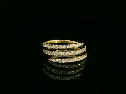 18K yellow gold diamond wrap ring with triple-row pavé design totaling 0.59 carat – Emirates Diamonds.