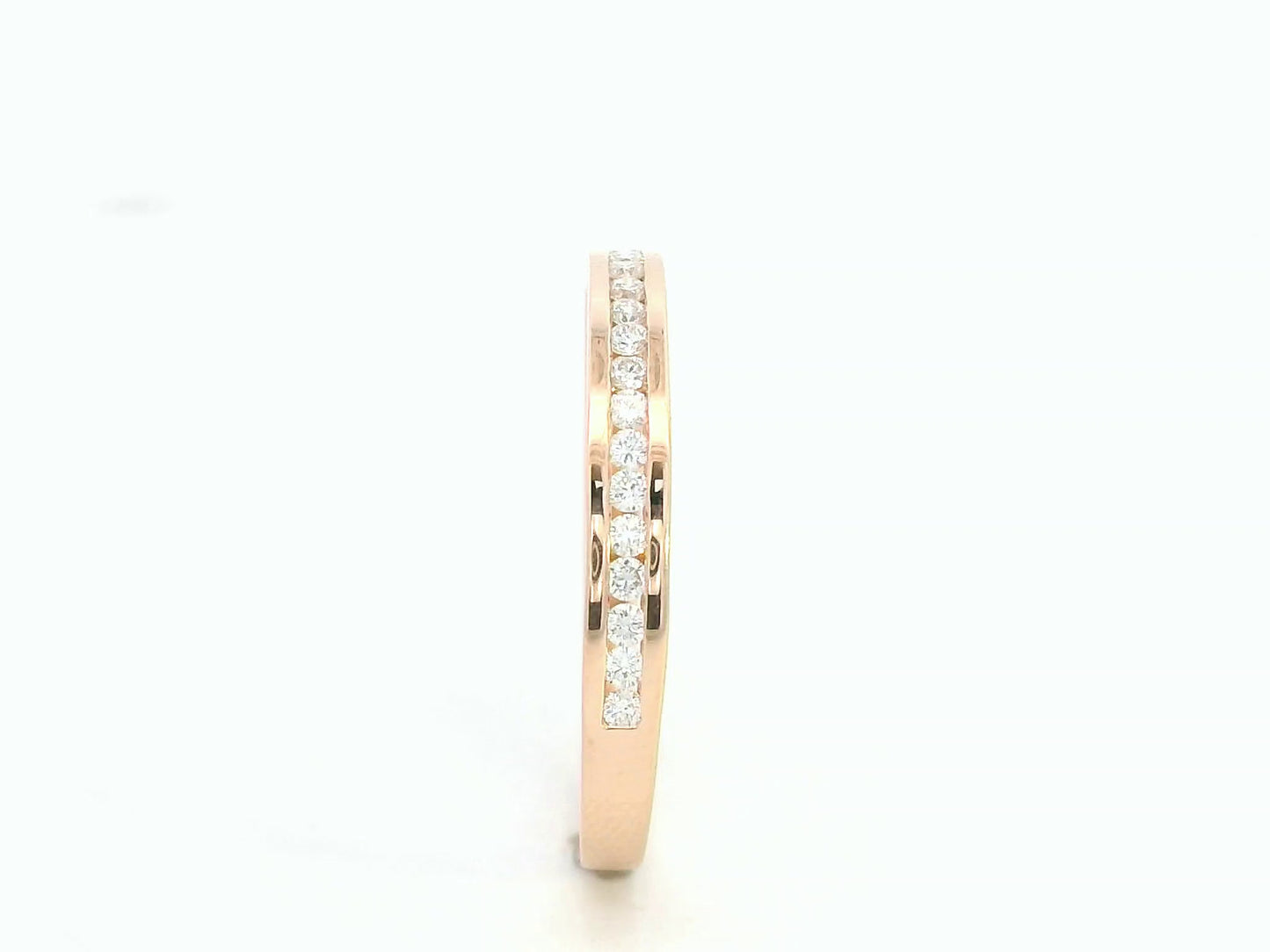 18K rose gold diamond channel-set band – stackable minimalist wedding or everyday ring by Emirates Diamonds