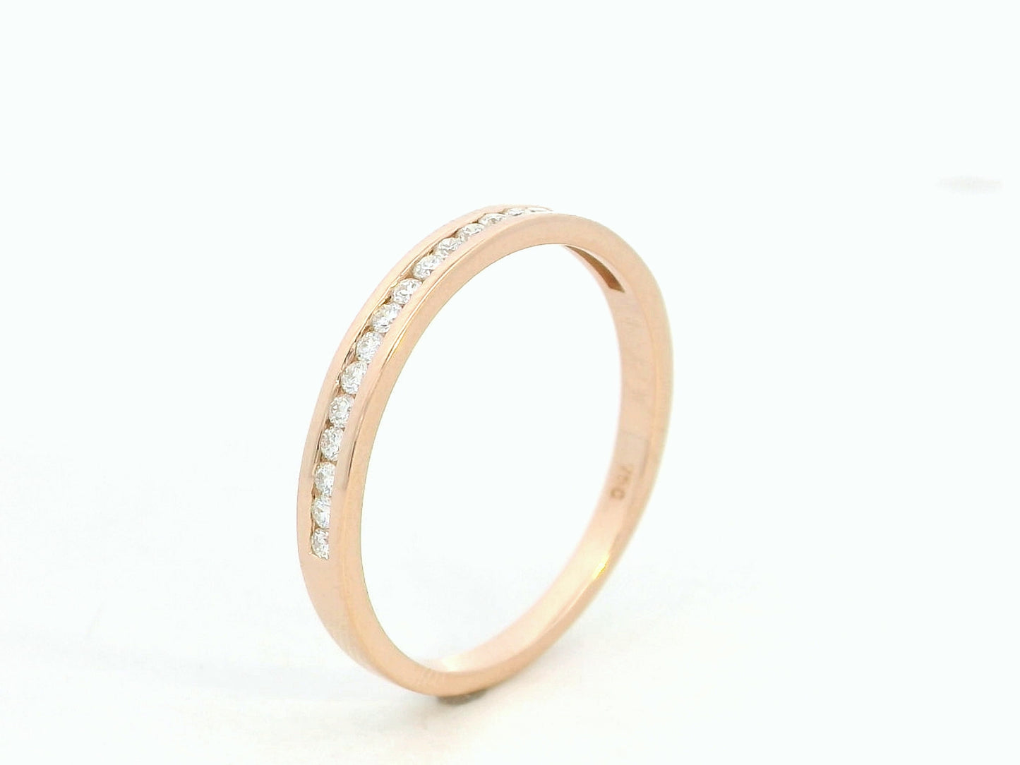 18K rose gold diamond channel-set band – stackable minimalist wedding or everyday ring by Emirates Diamonds
