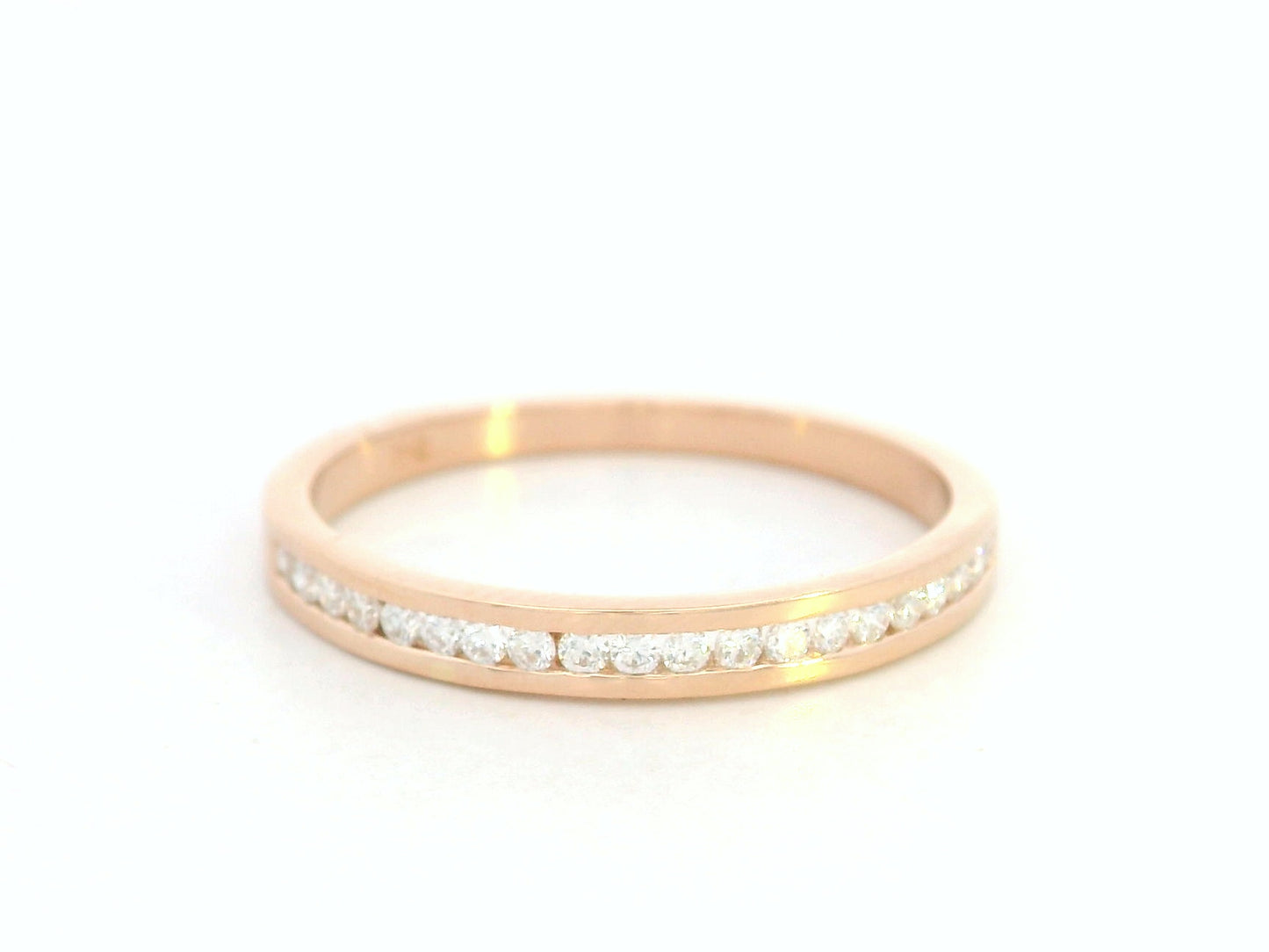 18K rose gold diamond channel-set band – stackable minimalist wedding or everyday ring by Emirates Diamonds