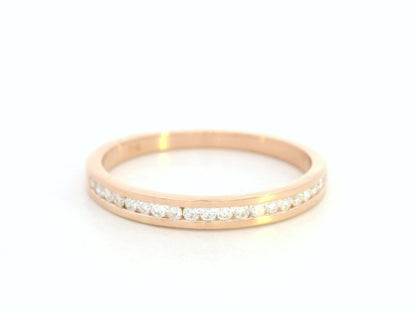 18K rose gold diamond channel-set band – stackable minimalist wedding or everyday ring by Emirates Diamonds