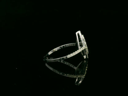 18K white gold marquise-shaped diamond ring with baguette and round diamonds, 0.50ct total weight – Emirates Diamonds