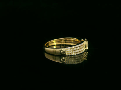 18K yellow gold diamond engagement ring with 0.64 carat center diamond and pavé-set accent diamonds by Emirates Diamonds