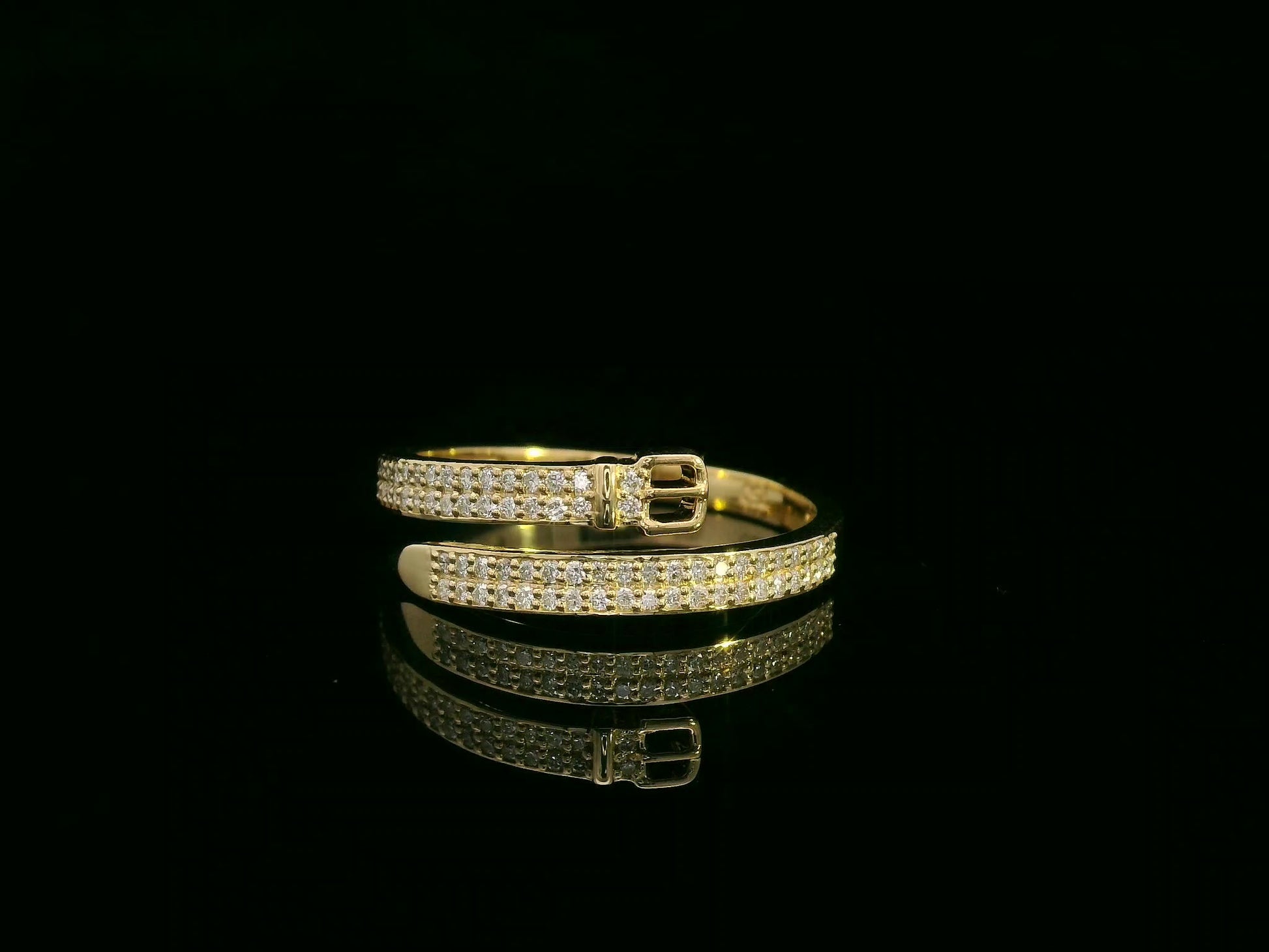 18K yellow gold belt-inspired diamond wrap ring – pavé diamond band 0.28 carat by Emirates Diamonds