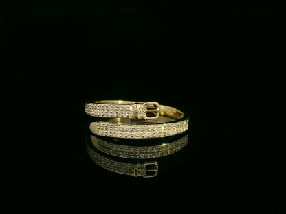 18K yellow gold belt-inspired diamond wrap ring – pavé diamond band 0.28 carat by Emirates Diamonds