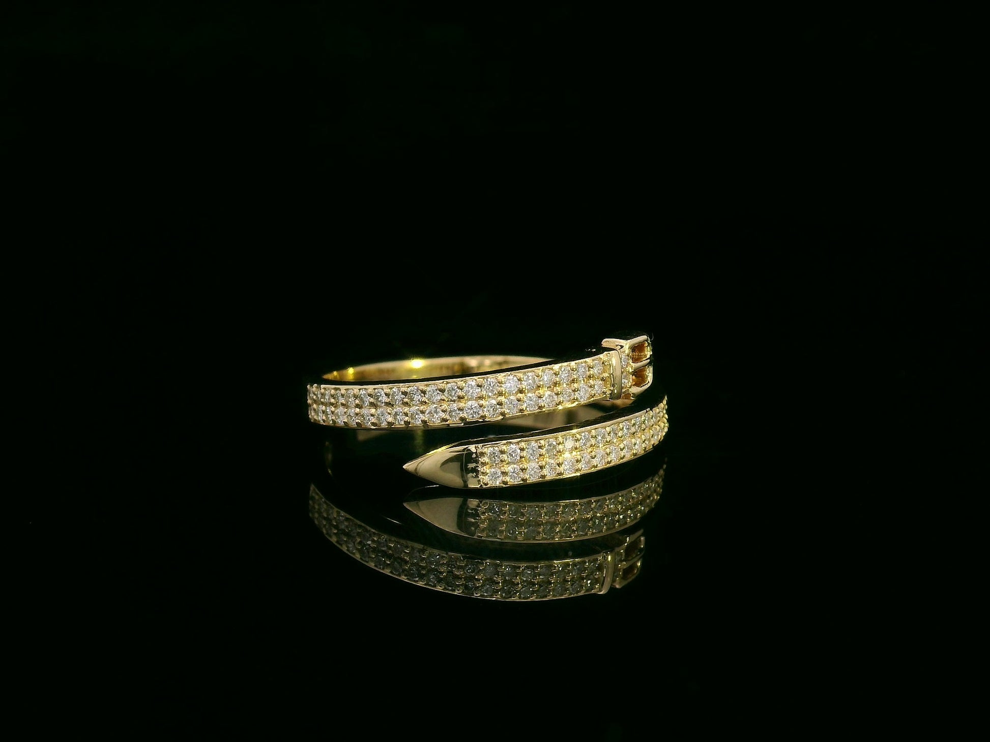 18K yellow gold belt-inspired diamond wrap ring – pavé diamond band 0.28 carat by Emirates Diamonds