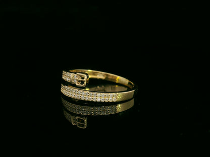 18K yellow gold belt-inspired diamond wrap ring – pavé diamond band 0.28 carat by Emirates Diamonds