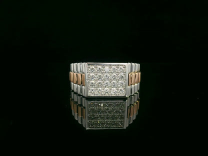 18K white and rose gold two-tone men’s ring with pavé diamonds, 0.75ct – Emirates Diamonds