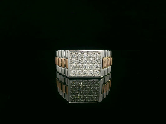18K white and rose gold two-tone men’s ring with pavé diamonds, 0.75ct – Emirates Diamonds