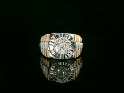 Men’s 18K two-tone gold diamond statement ring with 0.61ct cluster center – Emirates Diamonds