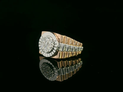 Men’s 18K two-tone gold diamond statement ring with 0.61ct cluster center – Emirates Diamonds
