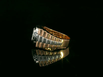 Men’s 18K two-tone gold diamond statement ring with 0.61ct cluster center – Emirates Diamonds