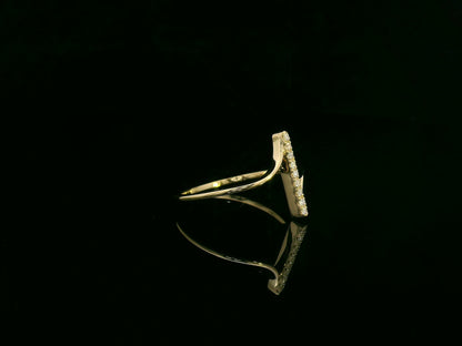 18K yellow gold diamond bar ring with vertical pavé-set natural diamonds, modern minimalist fine jewelry by Emirates Diamonds