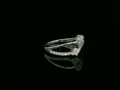 18K white gold diamond crossover cluster ring with pavé band, 0.34 carat diamonds by Emirates Diamonds