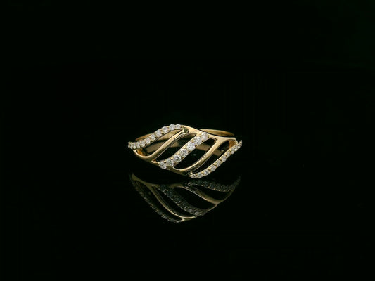 18K yellow gold wave ring with 0.19 carat natural diamonds by Emirates Diamonds