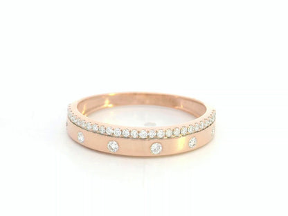 18K rose gold diamond band ring with pavé and flush-set natural diamonds by Emirates Diamonds