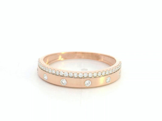 18K rose gold diamond band ring with pavé and flush-set natural diamonds by Emirates Diamonds
