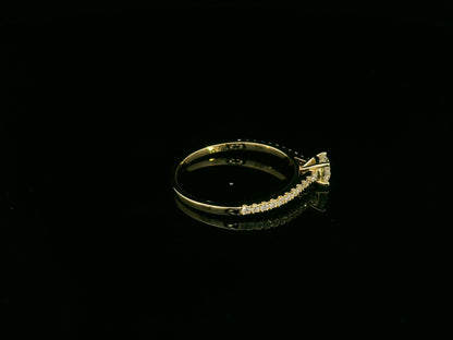 Diamond Solitaire Engagement Ring with Pavé Band in 18K Yellow Gold