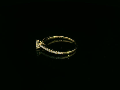 Diamond Solitaire Engagement Ring with Pavé Band in 18K Yellow Gold