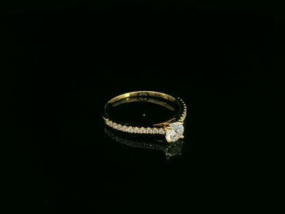 Diamond Solitaire Engagement Ring with Pavé Band in 18K Yellow Gold