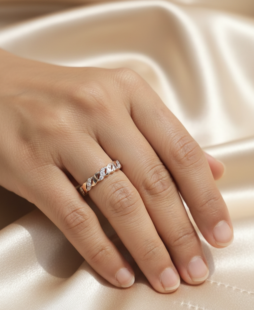 18K rose gold diamond band ring with natural diamonds by Emirates Diamonds