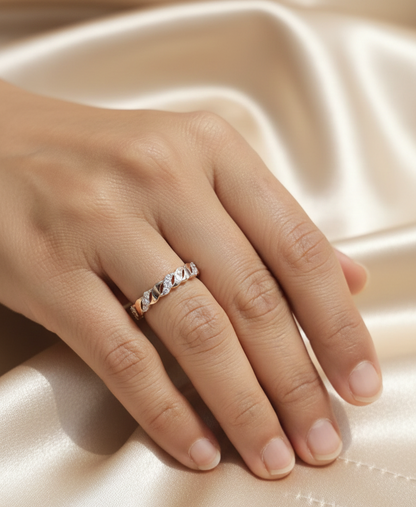 18K rose gold diamond band ring with natural diamonds by Emirates Diamonds