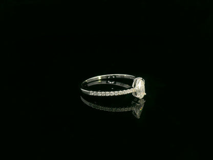 18K white gold pear-shaped diamond ring with pavé band by Emirates Diamonds