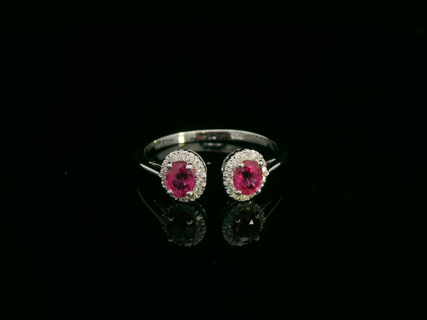 Ruby & Diamond Open Ring in 18K White Gold