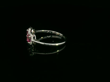 Ruby & Diamond Open Ring in 18K White Gold