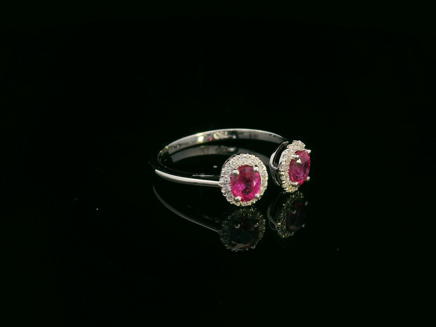 Ruby & Diamond Open Ring in 18K White Gold