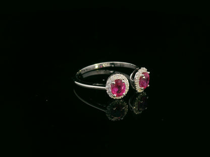 Ruby & Diamond Open Ring in 18K White Gold