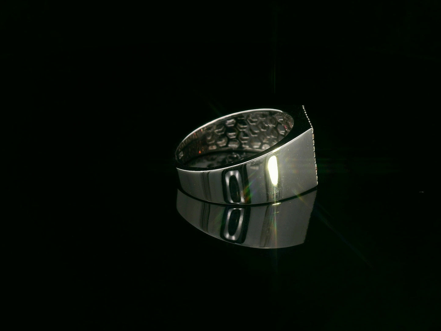 Men’s 18K white gold ruby and diamond square cluster ring by Emirates Diamonds