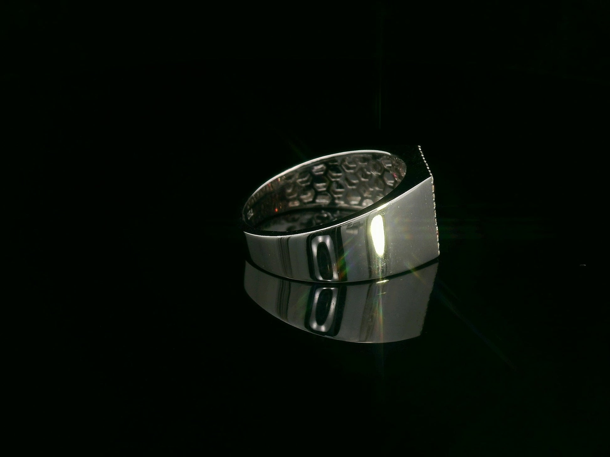 Men’s 18K white gold ruby and diamond square cluster ring by Emirates Diamonds