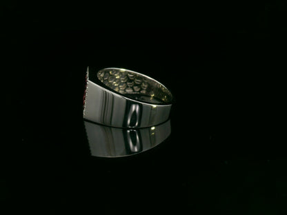 Men’s 18K white gold ruby and diamond square cluster ring by Emirates Diamonds