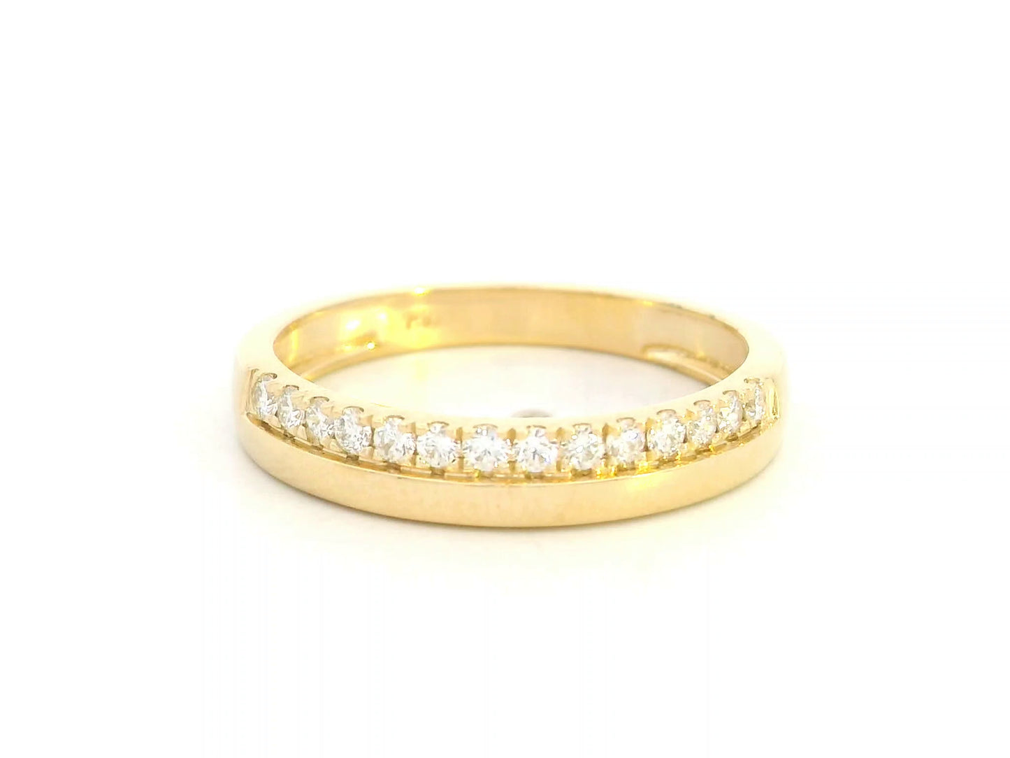 18K yellow gold diamond wedding band with diamonds, minimalist fine jewelry by Emirates Diamonds