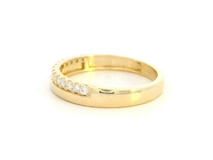 18K yellow gold diamond wedding band with diamonds, minimalist fine jewelry by Emirates Diamonds