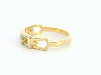 18K yellow gold diamond link band ring with natural diamonds by Emirates Diamonds