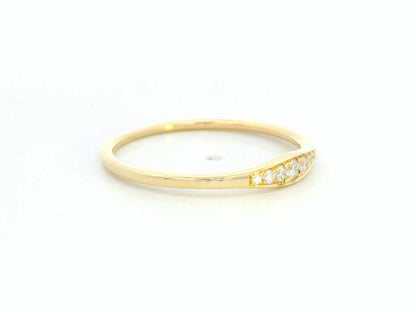 18K yellow gold diamond accent ring with 0.09 carat natural diamonds, minimalist stackable band