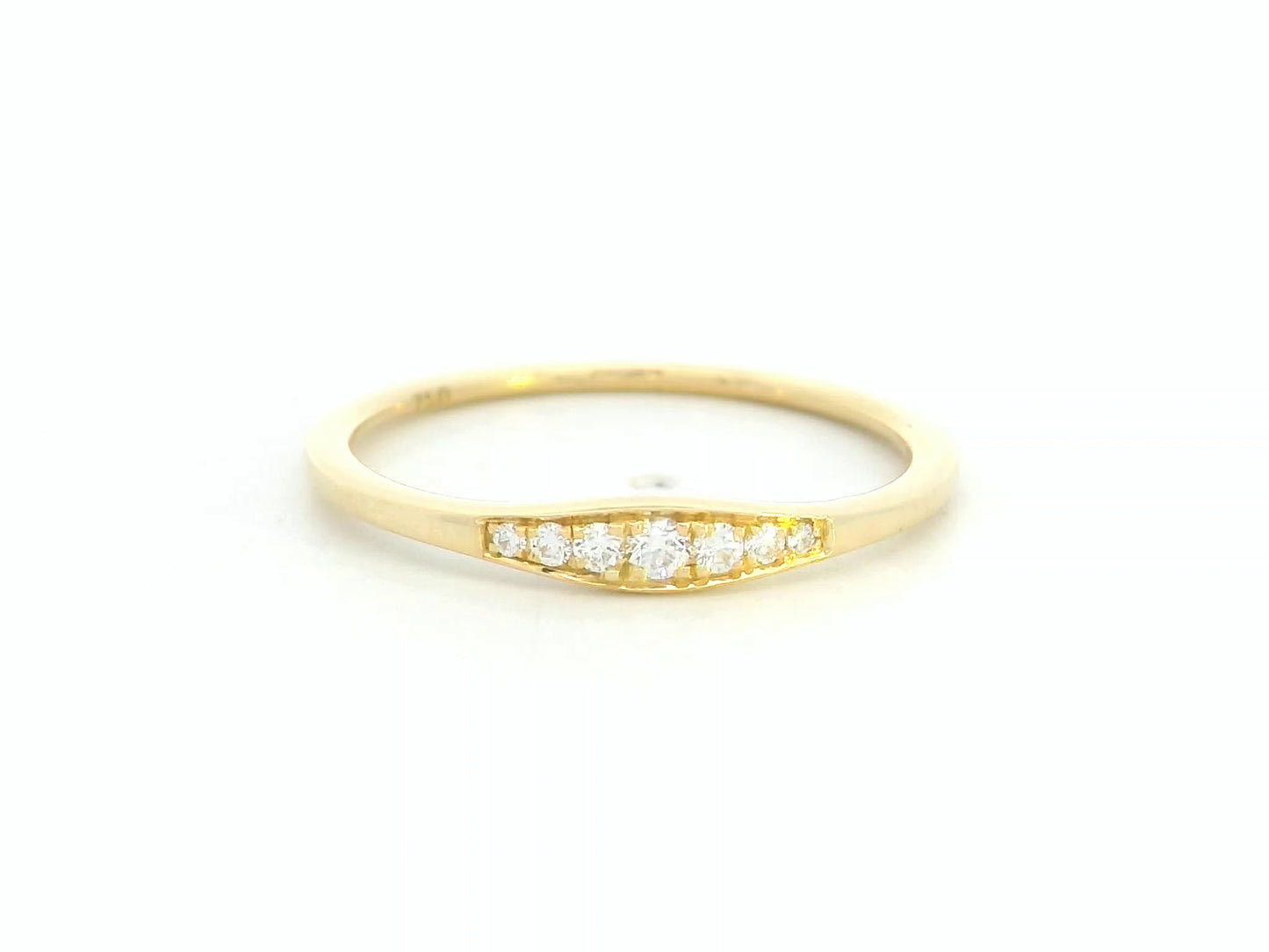 18K yellow gold diamond accent ring with 0.09 carat natural diamonds, minimalist stackable band
