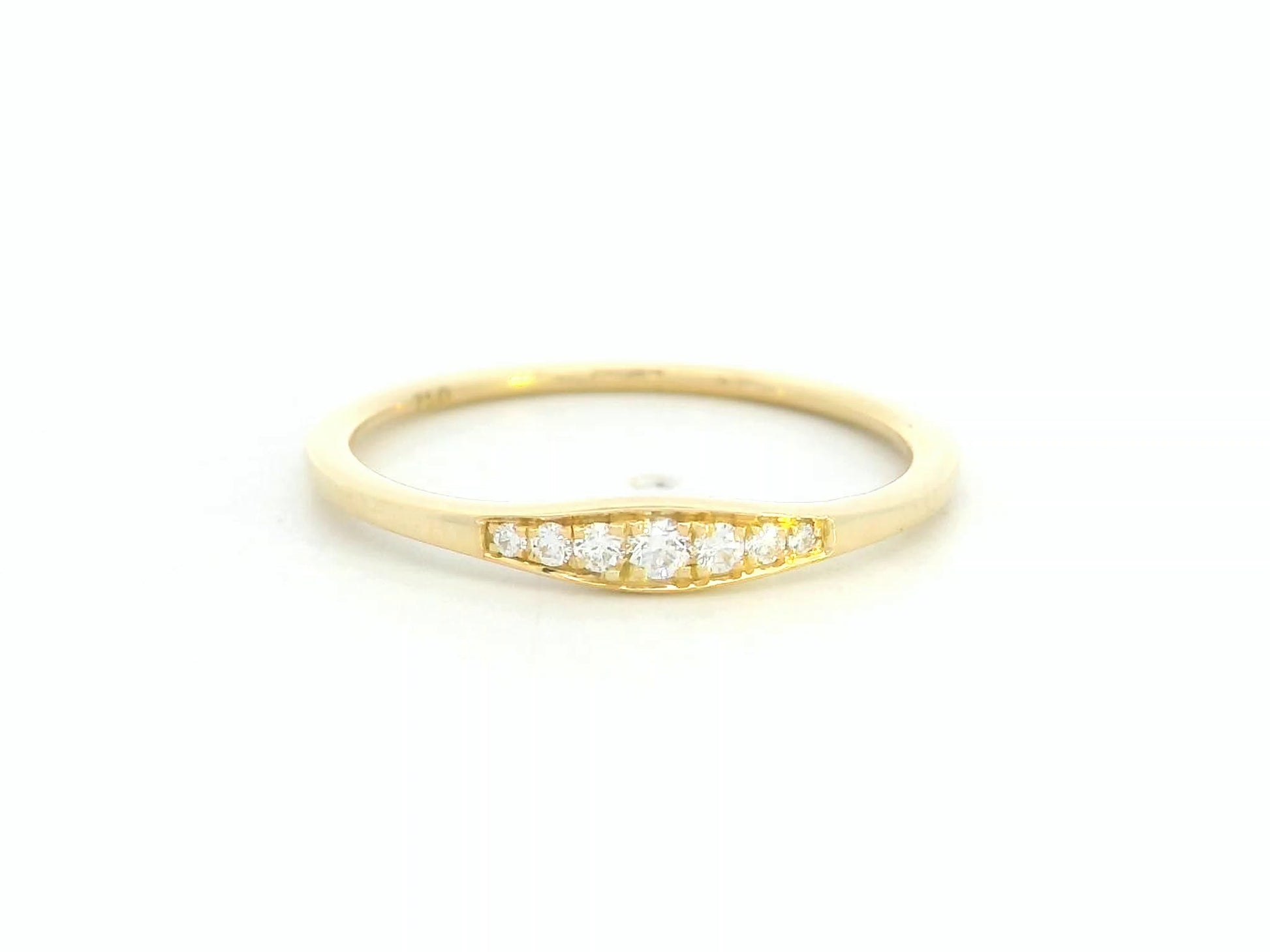 18K yellow gold diamond accent ring with 0.09 carat natural diamonds, minimalist stackable band