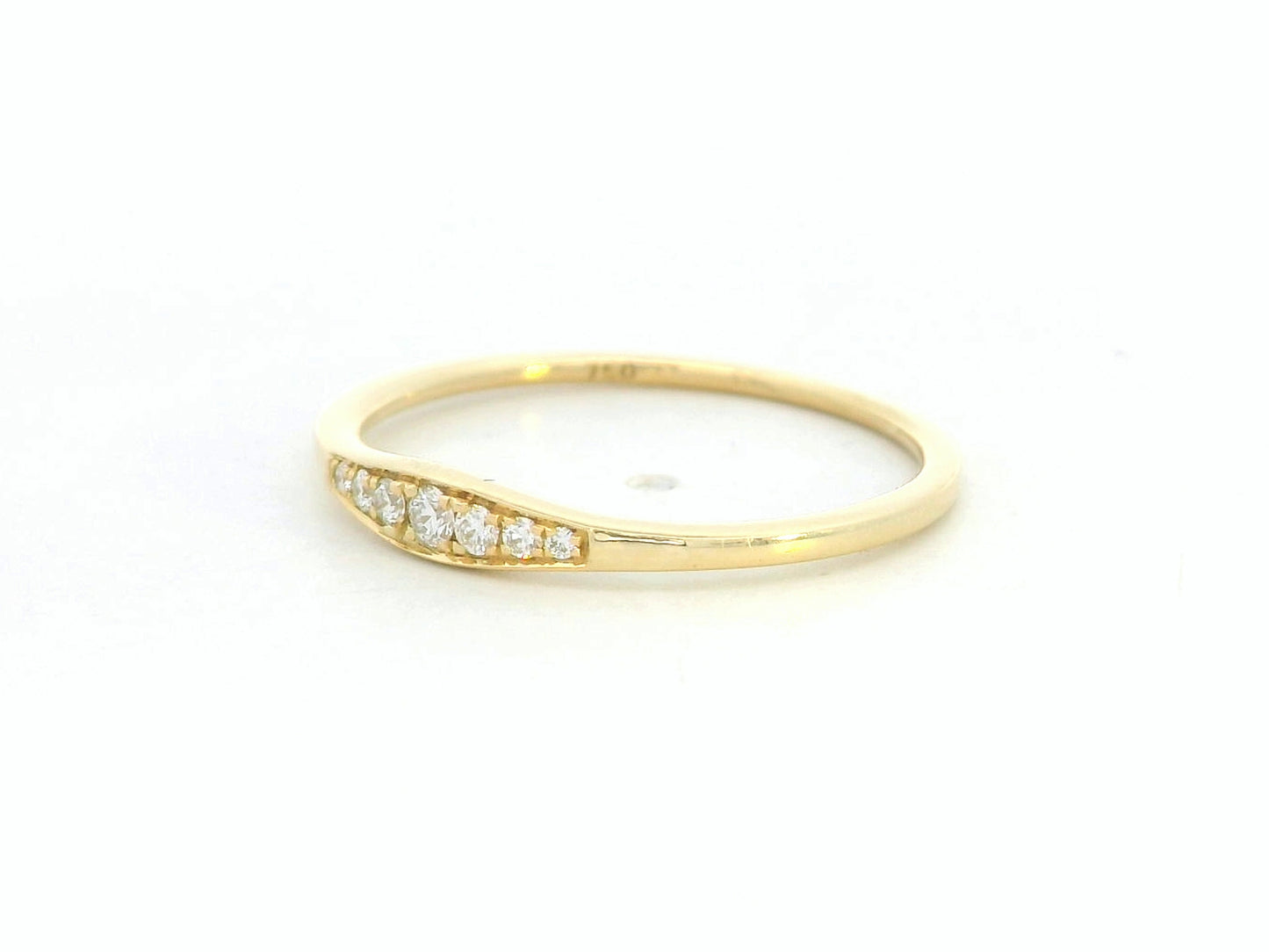 18K yellow gold diamond accent ring with 0.09 carat natural diamonds, minimalist stackable band