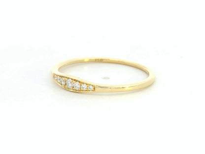 18K yellow gold diamond accent ring with 0.09 carat natural diamonds, minimalist stackable band
