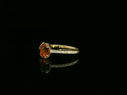 Oval citrine and diamond ring in 18K yellow gold with pavé diamond band by Emirates Diamonds