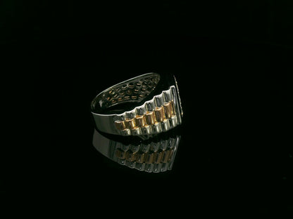 Men’s diamond statement ring in two-tone 18K white and rose gold by Emirates Diamonds.