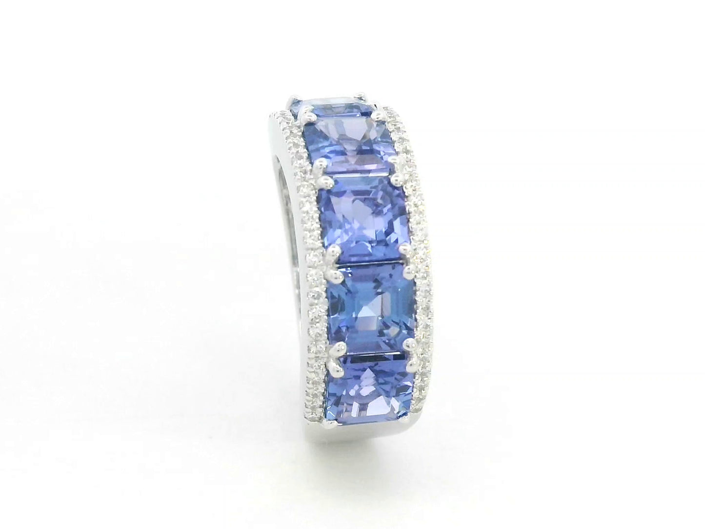 Tanzanite and diamond band ring in 18K white gold by Emirates Diamonds