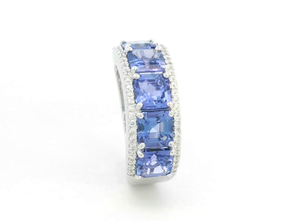 Tanzanite and diamond band ring in 18K white gold by Emirates Diamonds