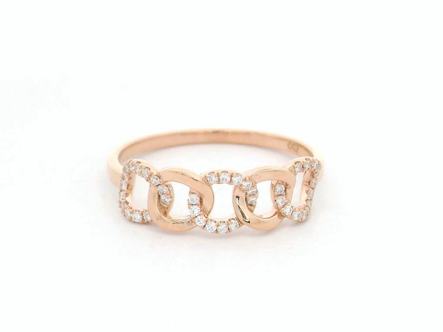 18K rose gold diamond link band ring with natural diamonds by Emirates Diamonds