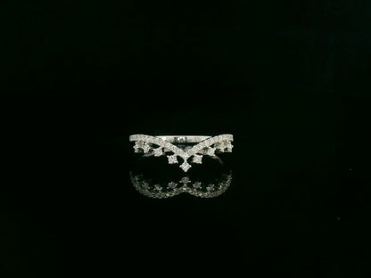 Diamond wishbone V-shaped ring in 18K white gold by Emirates Diamonds