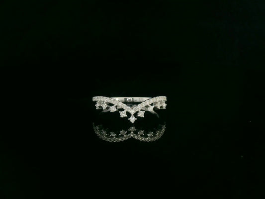 Diamond wishbone V-shaped ring in 18K white gold by Emirates Diamonds