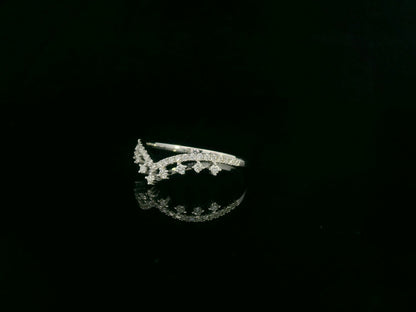 Diamond wishbone V-shaped ring in 18K white gold by Emirates Diamonds
